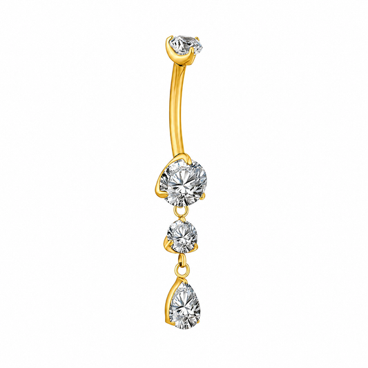 Piercing Nombril Élégance Cristalline – Titane Premium & Cascades de Cristaux