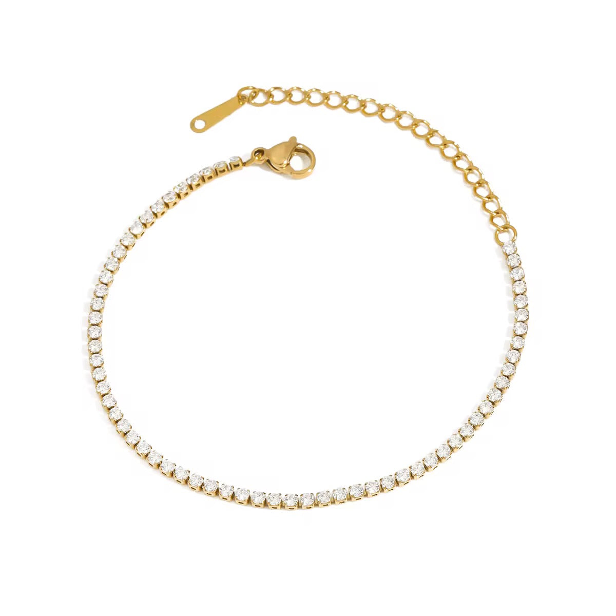 Bracelet Stella tennis zircon doré — vue produit fond blanc