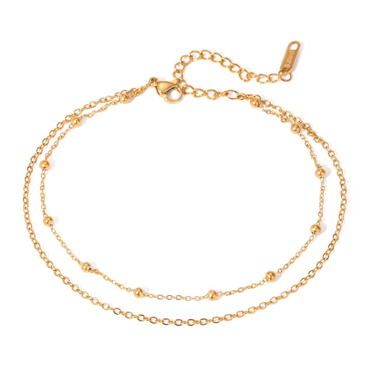 Bracelet de Cheville Shell Doré Double Rang | LUNARA — mot-clé principal en tête, marque incluse