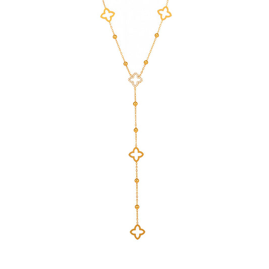 Collier Alma doré avec motifs trèfle et perles - bijou Y élégant LUNARA