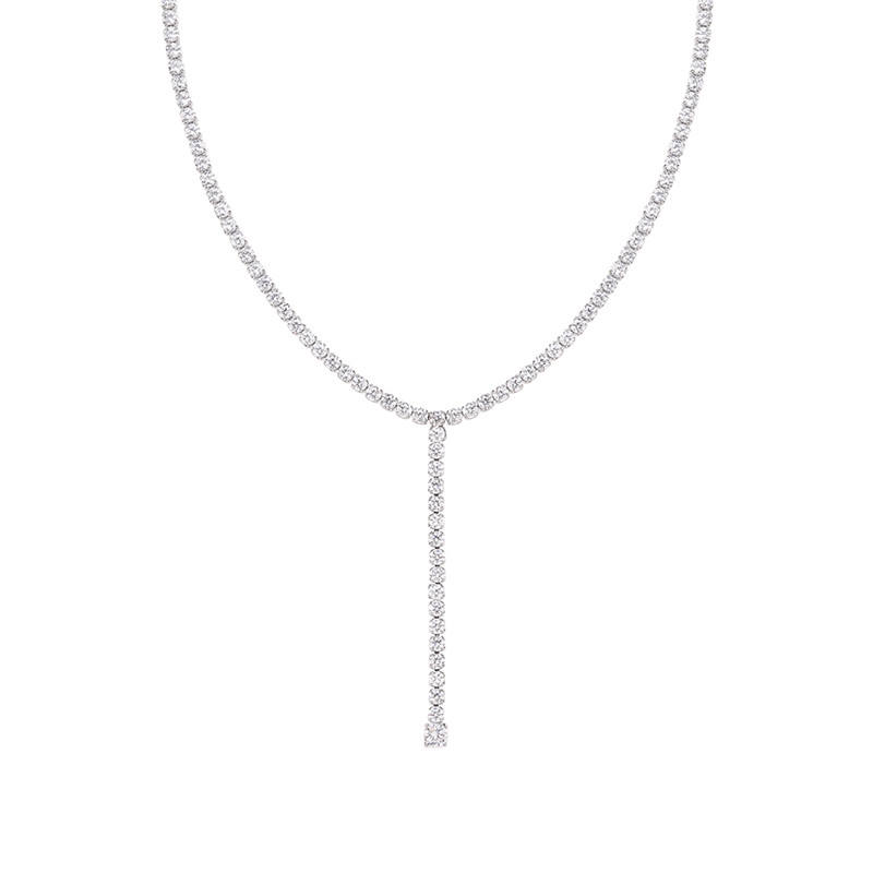 Collier Y Constellation Argentée entièrement serti de cristaux scintillants - bijou glamour LUNARA