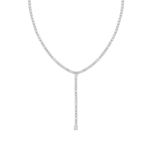 Collier Y Constellation Argentée entièrement serti de cristaux scintillants - bijou glamour LUNARA