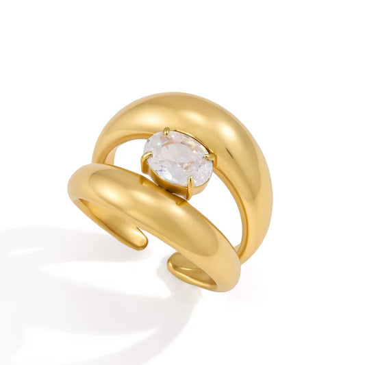 Bague Lunaire Double Anneau — Acier inoxydable