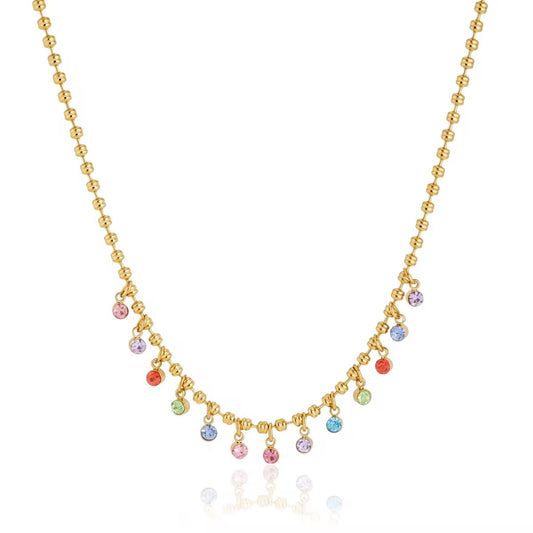 Collier Confetti — Cristaux Multicolores & Acier inoxydable