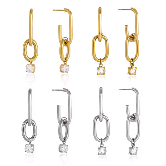 Boucles d'oreilles Léna — Créoles Chaîne & Zircon