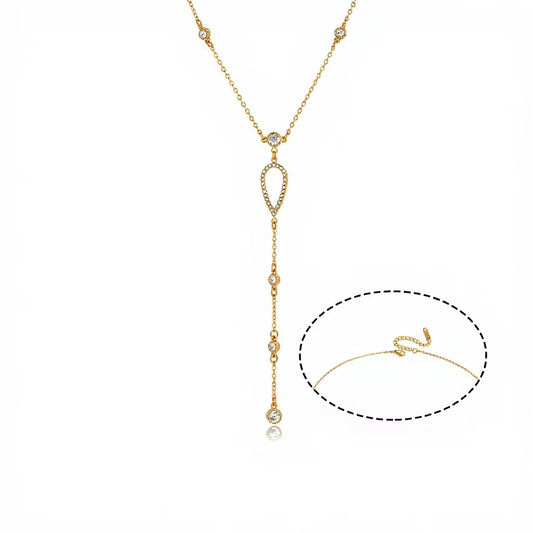 Collier Lariat Femme Plaqué Or Zircons — Collier Odessa LUNARA