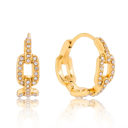 Boucles d'Oreilles Créoles Femme Plaqué Or Zircons — Bianca LUNARA