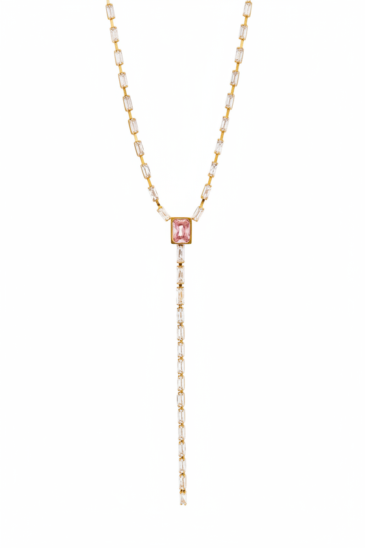 Collier Lariat Zircon Rose