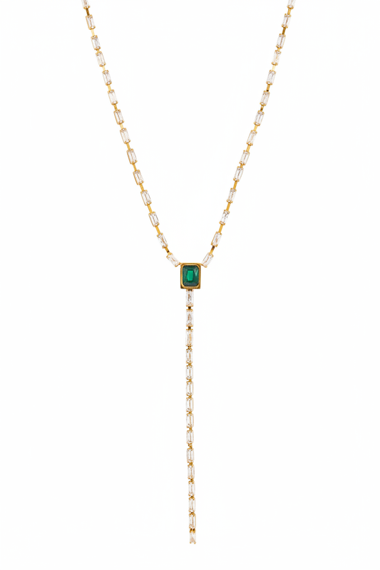 Collier Lariat Zircon Vert Émeraude